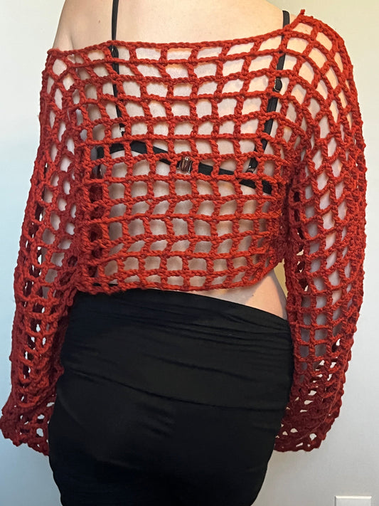 Blood Orange Mesh Coverup